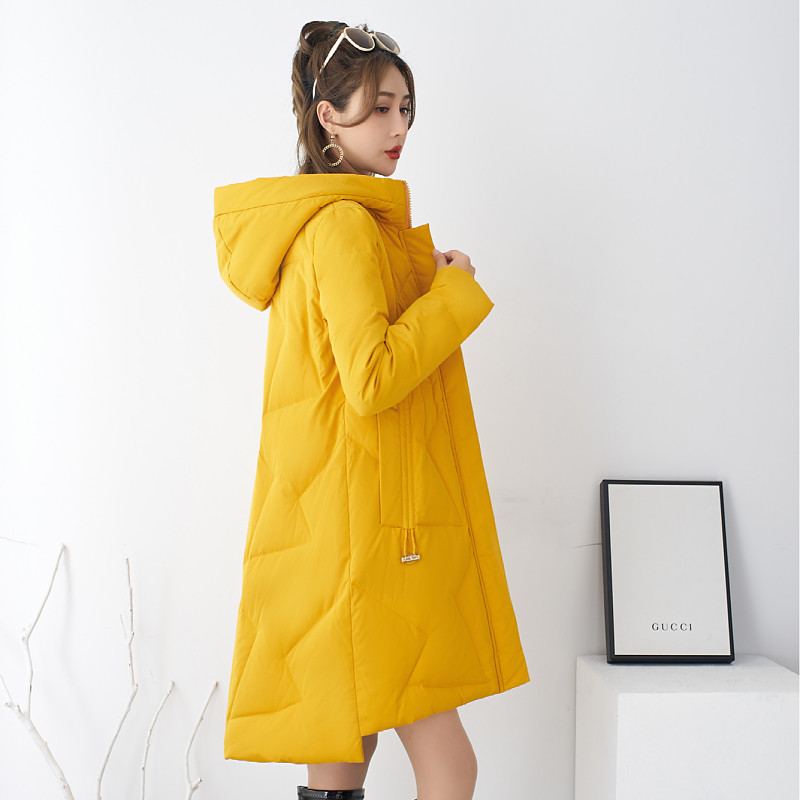 唐羽高端中长款连帽羽绒服女年时尚修身休闲外套