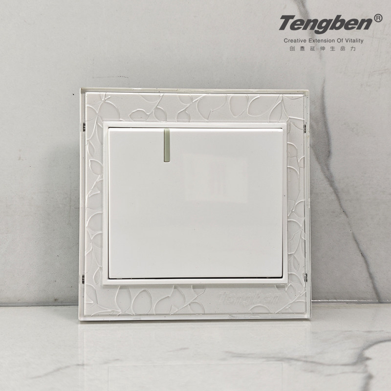 藤本86型暗装开关面板透明雕花大板一位开关单双控电源按钮一开单