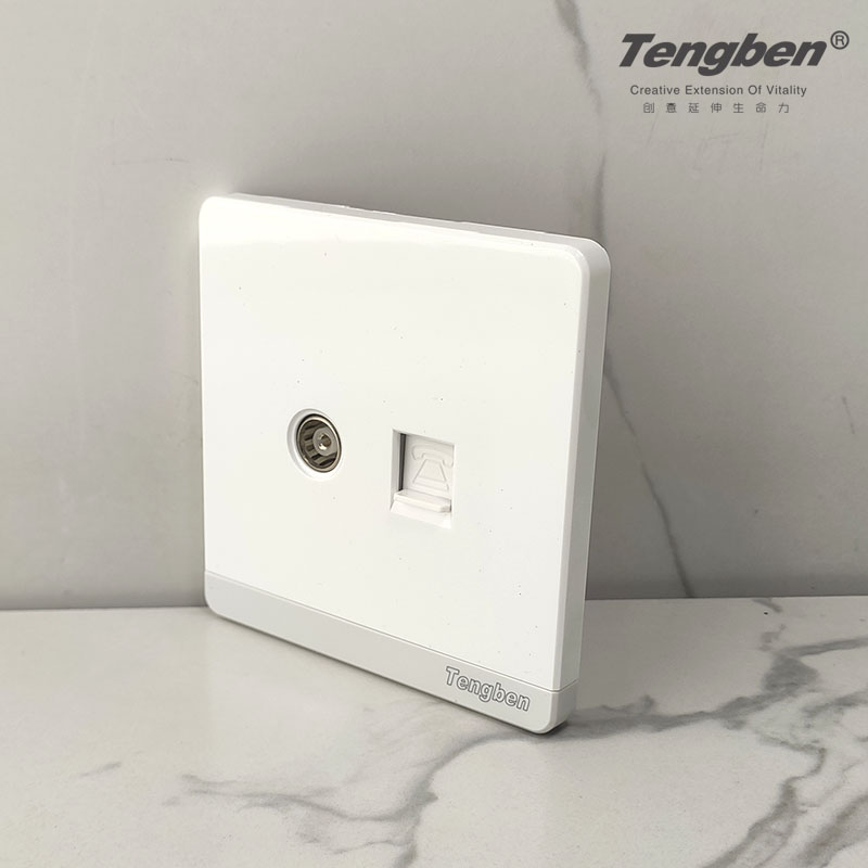 藤本开关插总86型墙壁面板家用超大板电视电话插座闭路有线网络插