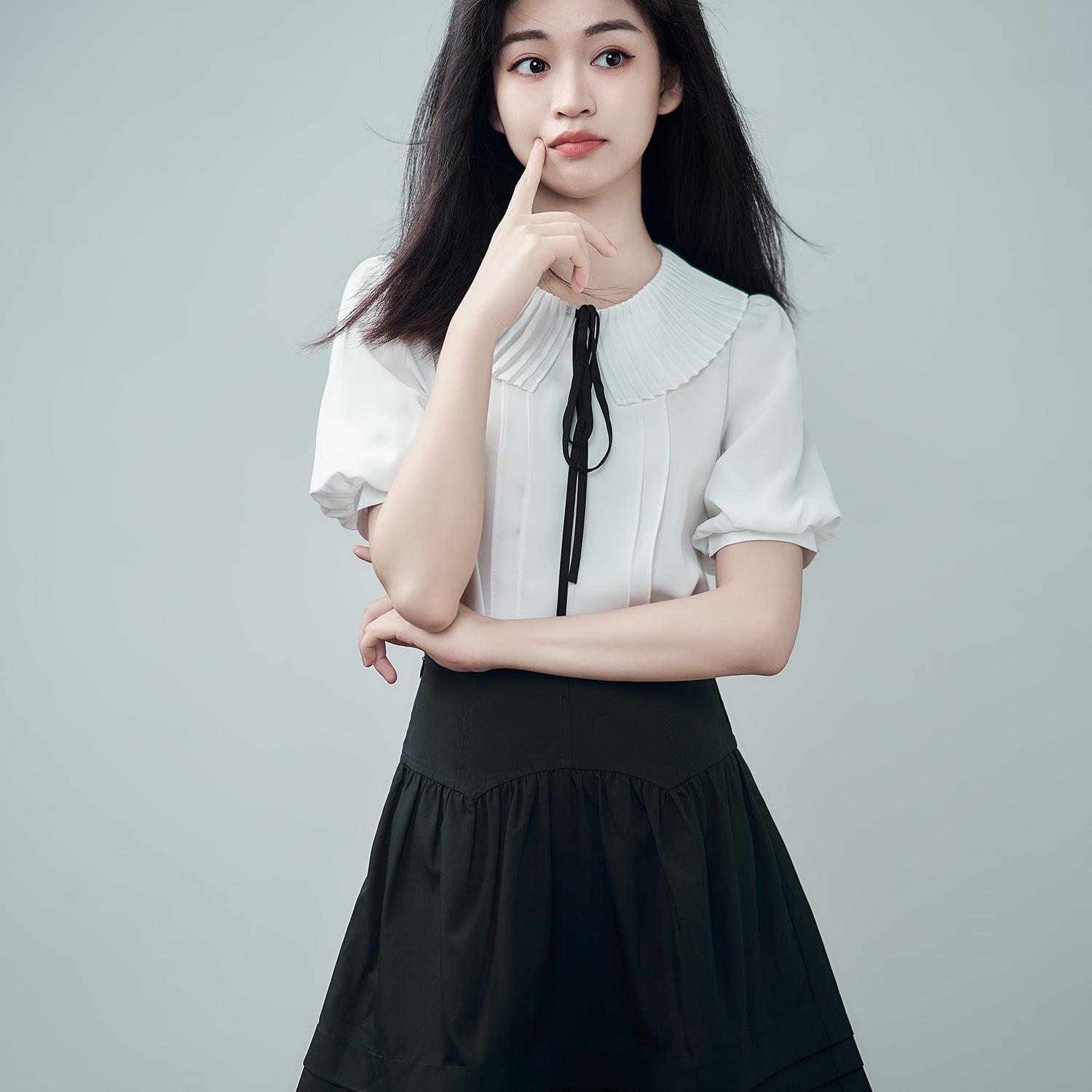 小个子黑色显瘦A字半身短裙女夏