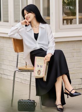 柒量一裁小个子设计感假两件白色衬衫女春夏新款柔雾透感衬衣0281