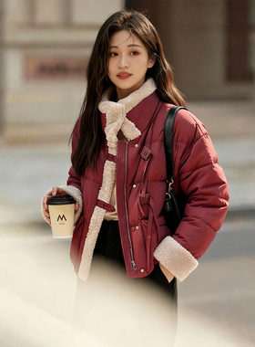 柒量一裁小个子红色棉服外套立领女装冬独特漂亮的初冬外套3146