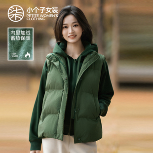 休闲百搭马甲4095 保暖时尚 柒量一裁厚冬季 小个子绿色新款