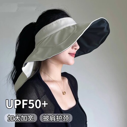 夏季贝壳帽遮阳大帽檐空顶披肩帽