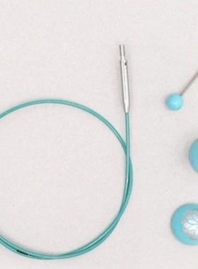 原装进口手工编织工具knitpro mindful蓝色可旋转针绳毛衣针配件