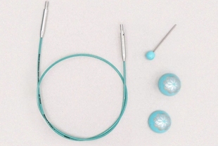 原装进口手工编织工具knitpro mindful蓝色可旋转针绳毛衣针配件