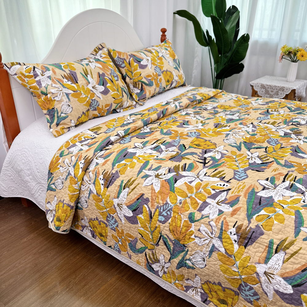 南希 欧美床盖夏凉被空调被三件套外贸特价全棉水洗绗缝床盖纯棉