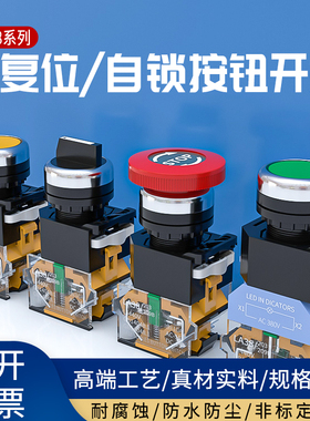 按钮开关LA38-11/ 203点动自复位自锁开关按钮22m红绿带灯按钮24v
