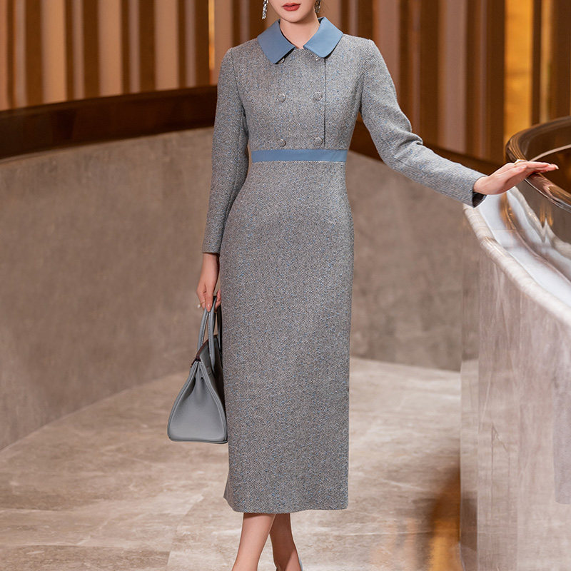 2025冬季新款小香风毛呢连衣裙女