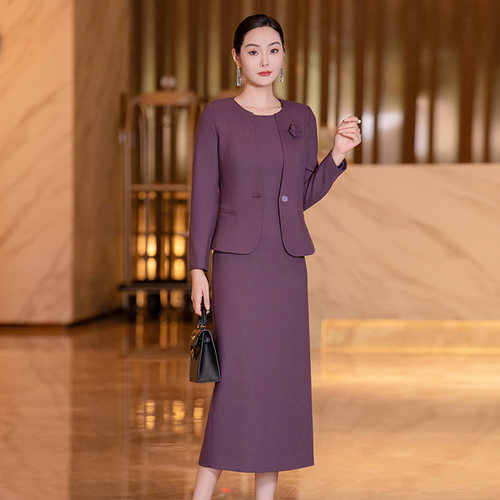 气质通勤高级感修身毛呢套装裙女