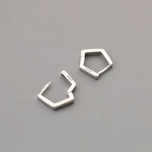 几何五边形耳扣耳钉女纯银小众设计高级感冷淡风养耳洞酷帅冷淡