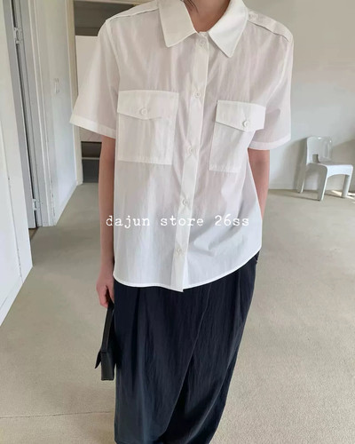 无退换 韩代小众Bellatag小男孩风  休闲复古 肌理短袖衬衣衬衫