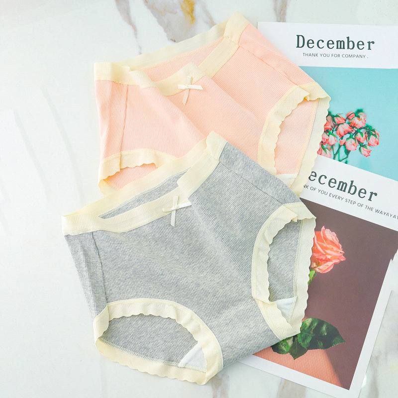 纯棉亲肤中腰三角内裤女式包臀蕾丝边大码螺纹棉胖mm中青年裤头,女士内衣/男士内衣/家居服,女三角裤,淘宝优惠券,粉丝福利购,淘宝优惠卷