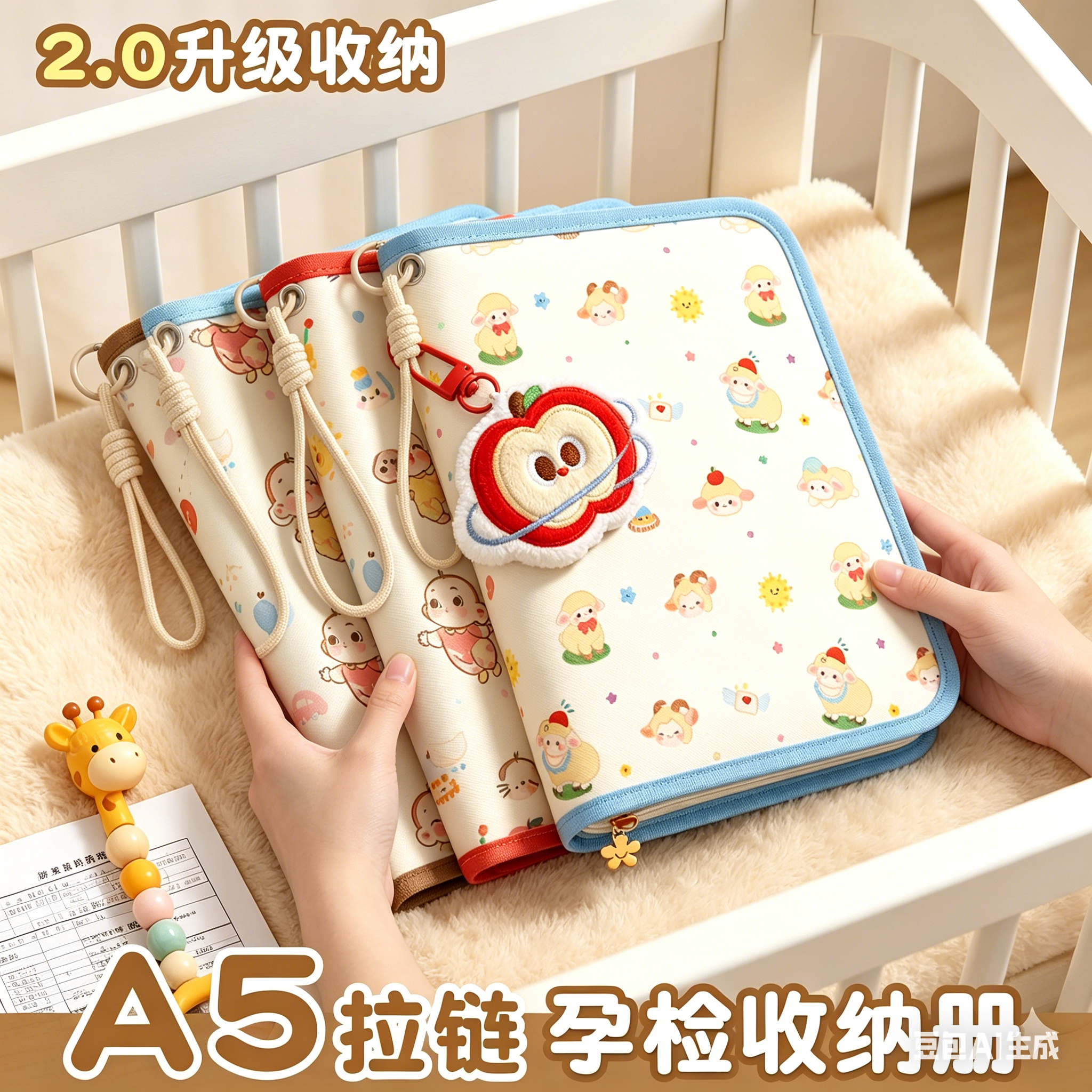 心做产检收纳册孕检收纳袋孕妇初期必备用品医院报告单孕期档案册带拉