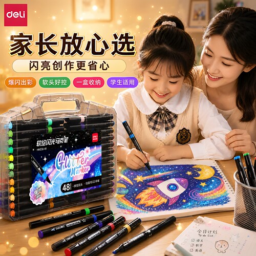 【爆闪软头】得力丙烯马克笔套装