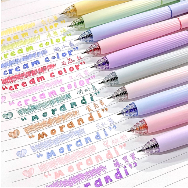 彩色中性笔做笔记专用莫兰迪色系按动彩笔圆珠笔标记高颜值速干水笔水性笔小学生女孩手账划重点手帐笔芯文具,文具电教/文化用品/商务用品,手帐笔,淘宝优惠券,粉丝福利购,淘宝优惠卷