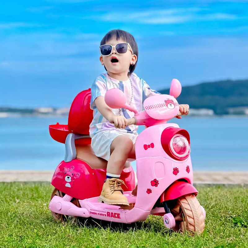 儿童电动摩托车女孩充电三轮车男女宝宝遥控车玩具车可坐人电瓶车