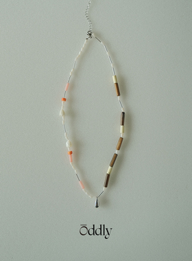 oddly 原创设计日落珊瑚贝母串珠水滴项链可拆卸高级感锁骨链女