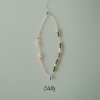 oddly 原创设计日落珊瑚贝母串珠水滴项链可拆卸高级感锁骨链女