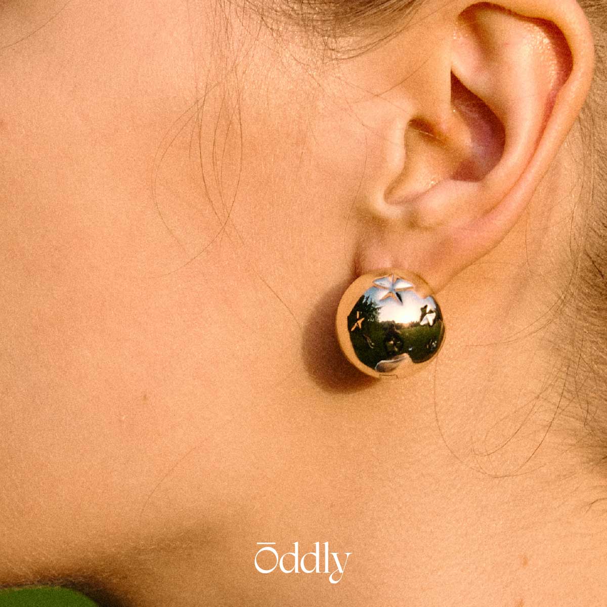 oddly拼色星星圆球耳圈