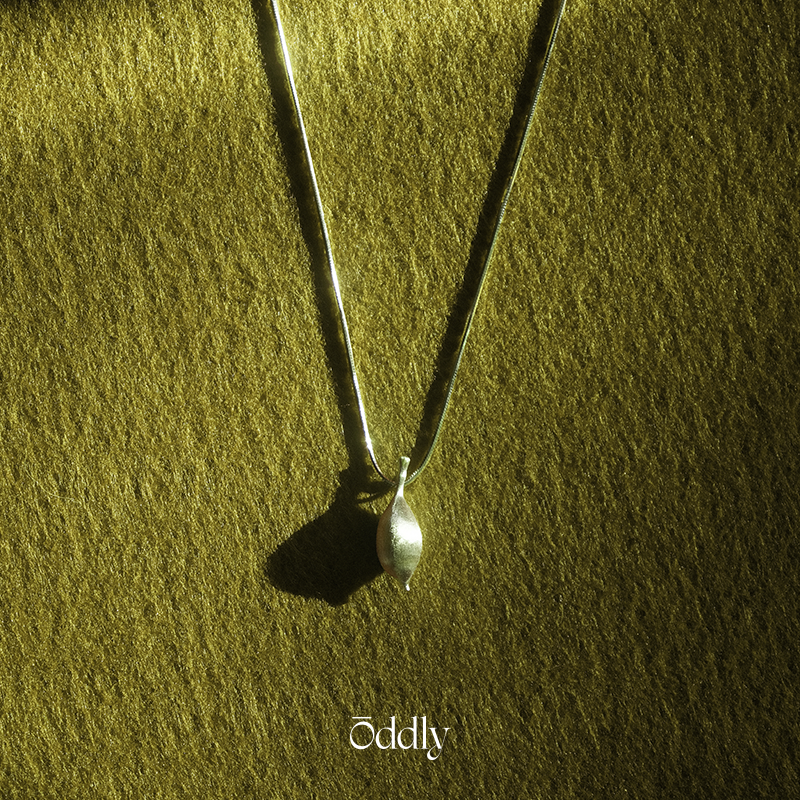 oddly 2025年新款小众原创设计果荚吊坠项链女简约双色锁骨链