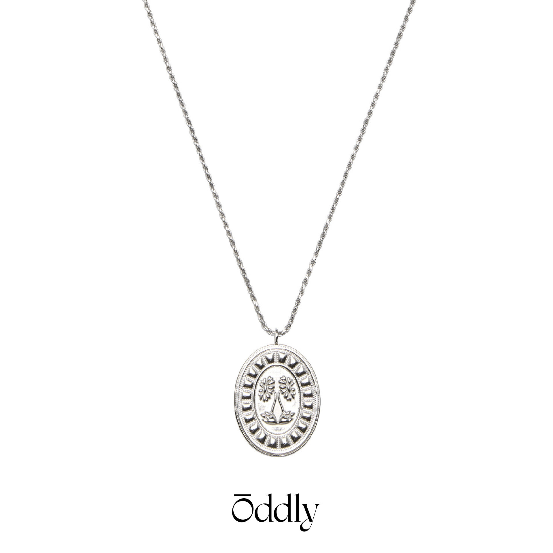 oddly“STITCHES”刺绣雏菊吊坠 纯银项链长款毛衣链浮雕新款饰品