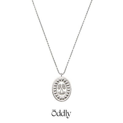 oddly“STITCHES”刺绣雏菊吊坠 纯银项链长款毛衣链浮雕新款饰品