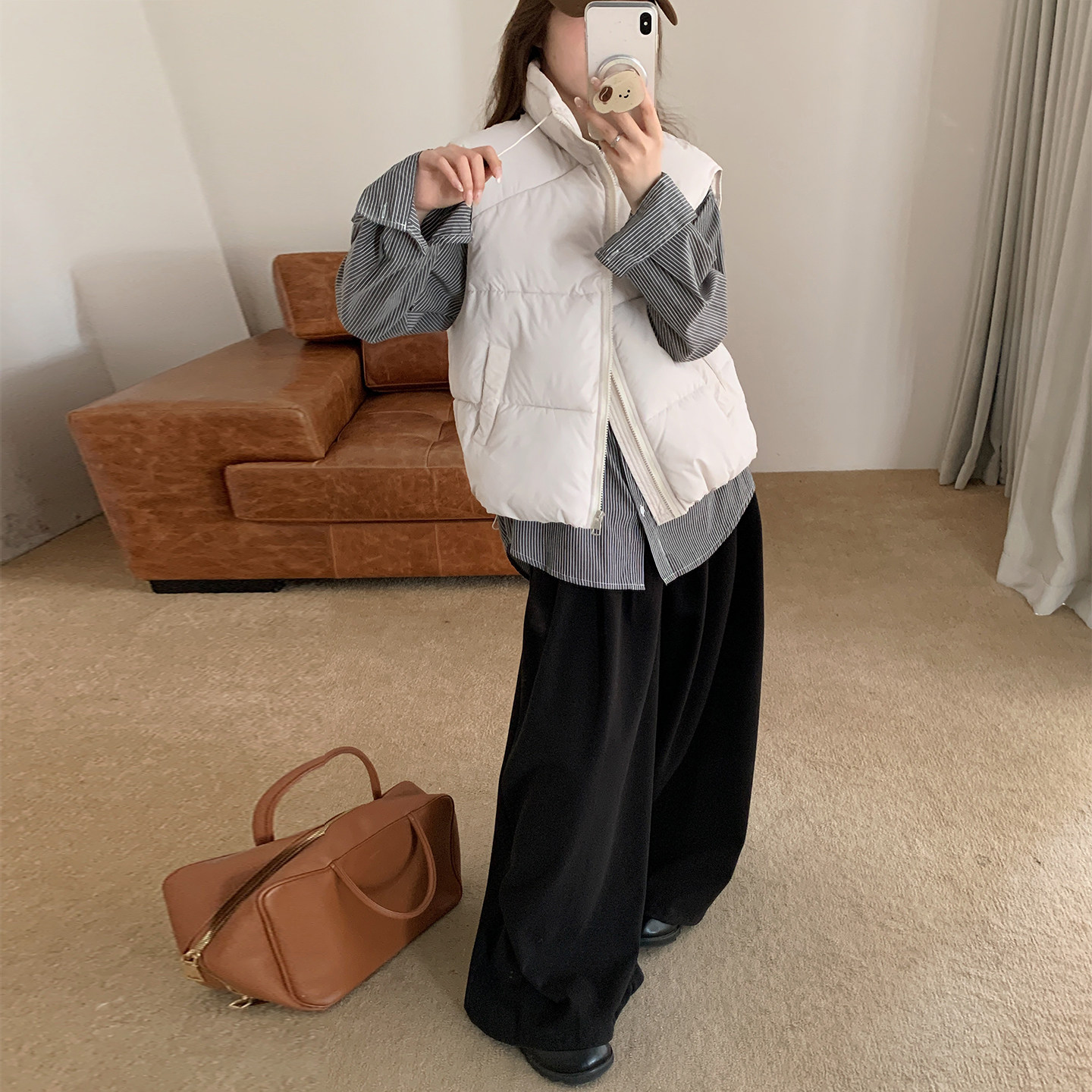 白色立领加厚棉马甲女外穿新款