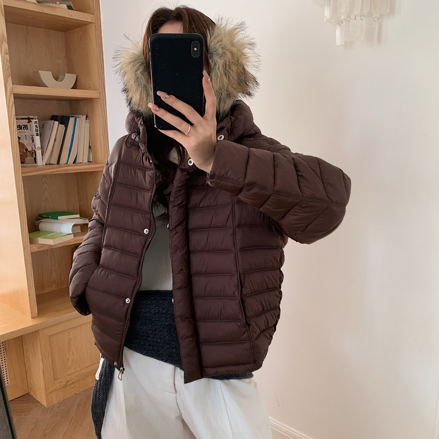 冬季韩系连帽短款加厚显高女棉服