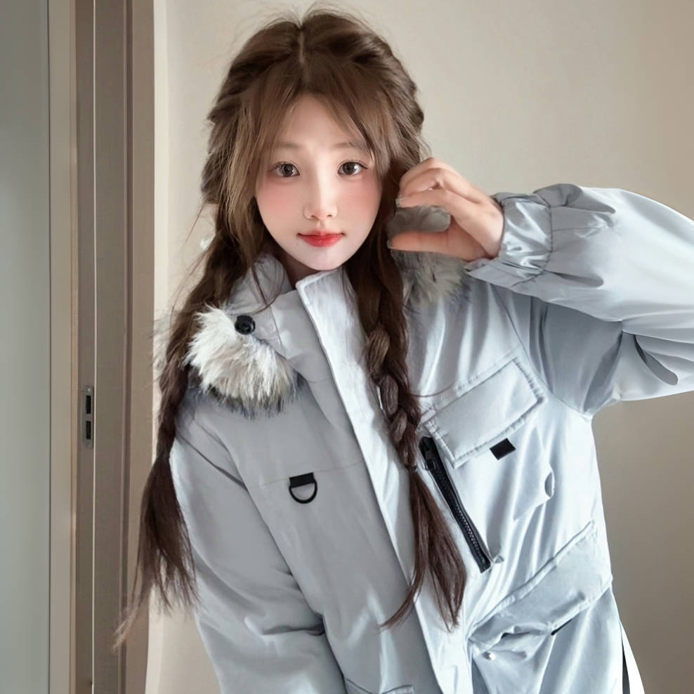 工装羽绒棉服女2026冬季加厚