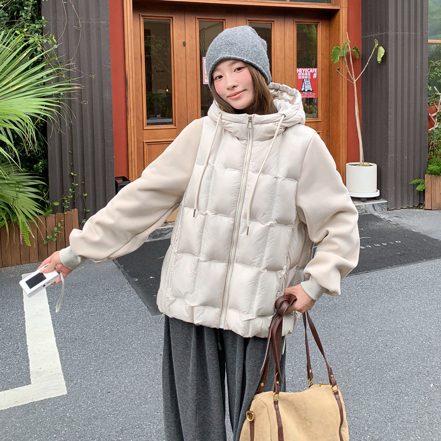 外套女秋冬2026新款宽松拼接棉服女款冬季加厚韩系棉衣女冬装外套