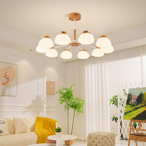 雷士照明奶油风仿原木风卧室灯具