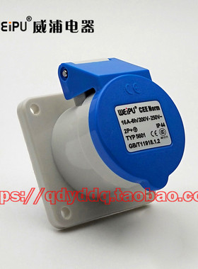 WEIPU 威浦电器 TYP5601 工业防水插头插座  3芯（2P+E）16A IP44