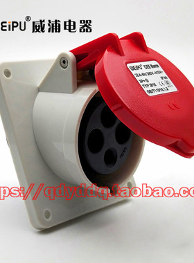 WEIPU推荐包邮威浦连接器TYP3818工业暗装斜式插座4芯3PE32AIP44