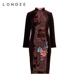 Londee 秋冬丝绒牡丹连衣裙国风旗袍9PW19IR 新中式 龙笛 孤品