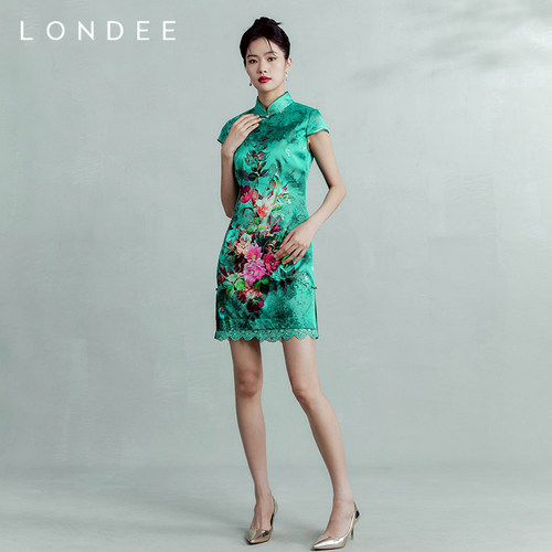 Londee/龙笛真丝印花旗袍
