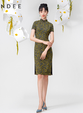 Londee/龙笛春夏款印花桑蚕经典款旗袍2S21173
