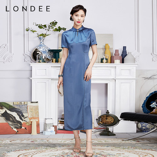 龙笛春季双面醋酸旗袍