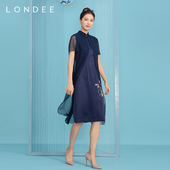 春夏时尚 Londee 龙笛新中式 气质桑蚕丝舒适连衣裙中长裙女2T26558