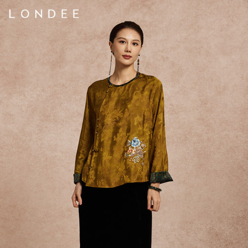 Londee/龙笛复古鎏金新中式老钱风旗袍上衣高级感提花外套6T25259