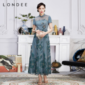 Londee 高端气质优雅重工连衣裙3S26593 龙笛宴会晚礼服裙新中式