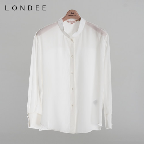 Londee/龙笛【孤品】新中式立领盘扣衬衫宽松微透长袖上衣6PS22K5