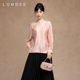Londee 百搭缎面上衣女5S22262 气质衬衫 龙笛新中式 国风提花打底衫