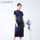 改良旗袍国风短袖 Londee 龙笛新中式 气质烫钻显瘦连衣裙女4S21189