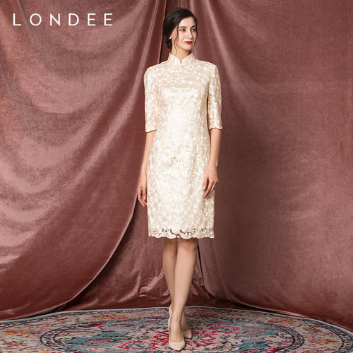 londee龙笛春夏蕾丝s21旗袍