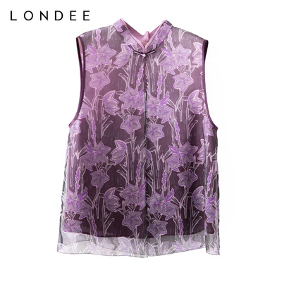 Londee/龙笛【孤品】新中式国风桑蚕丝马夹女春季坎肩背心4PS37A2