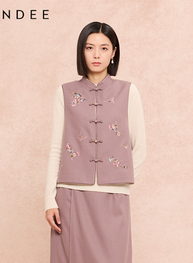 Londee/龙笛雅致轻奢风淡雅紫羊毛马夹早春外穿坎肩马甲6S27262