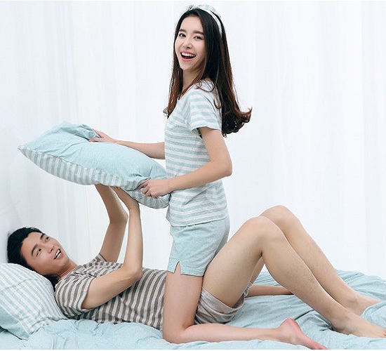 针织短袖情侣运动休闲外穿家居服