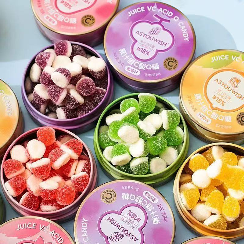 果汁维C酸Q糖便携铁盒装酸砂糖果水果味软糖年货橡皮糖果零食批发,零食/坚果/特产,软糖/果味糖/凝胶糖果,淘宝优惠券,粉丝福利购,淘宝优惠卷