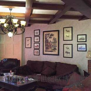 乐园 财路鹿鹿 世纪欧博廊设计纯进口画芯鹿组合套画装 饰画美式